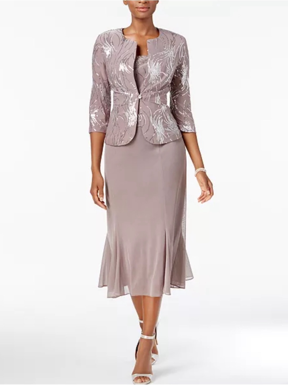 Alex Evenings Sequined Midi Dress and Jacket- mother of the bride/groom
